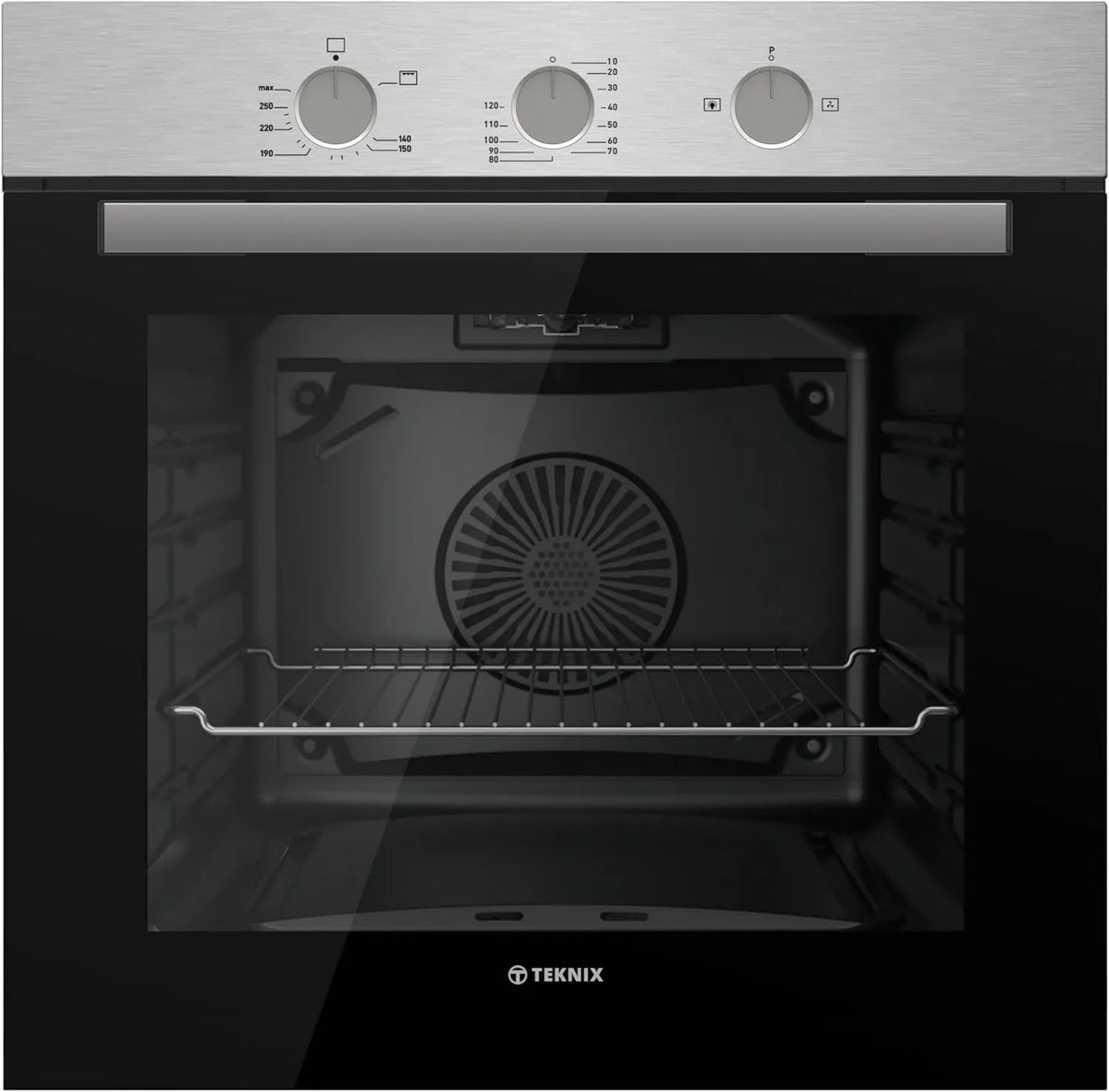 Forno elétrico, 60cm, 63L, Teknix BITK263GSx, aço inoxidável, encastrado com uma capacidade de 63L, L59, 5 x H59, 5 x P55, GPL conversível, 0 cm