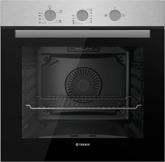 Forno elétrico, 60cm, 63L, Teknix BITK263GSx, aço inoxidável, encastrado com uma capacidade de 63L, L59, 5 x H59, 5 x P55, GPL conversível, 0 cm