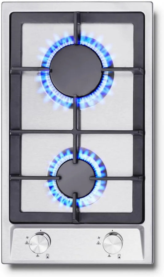 SNDOAS Placa de gás, 30cm, 2 lareiras, 4200W, encastrada, aço inoxidável, placa de gás, 4200W, segurança termopar, Adequado para uso na