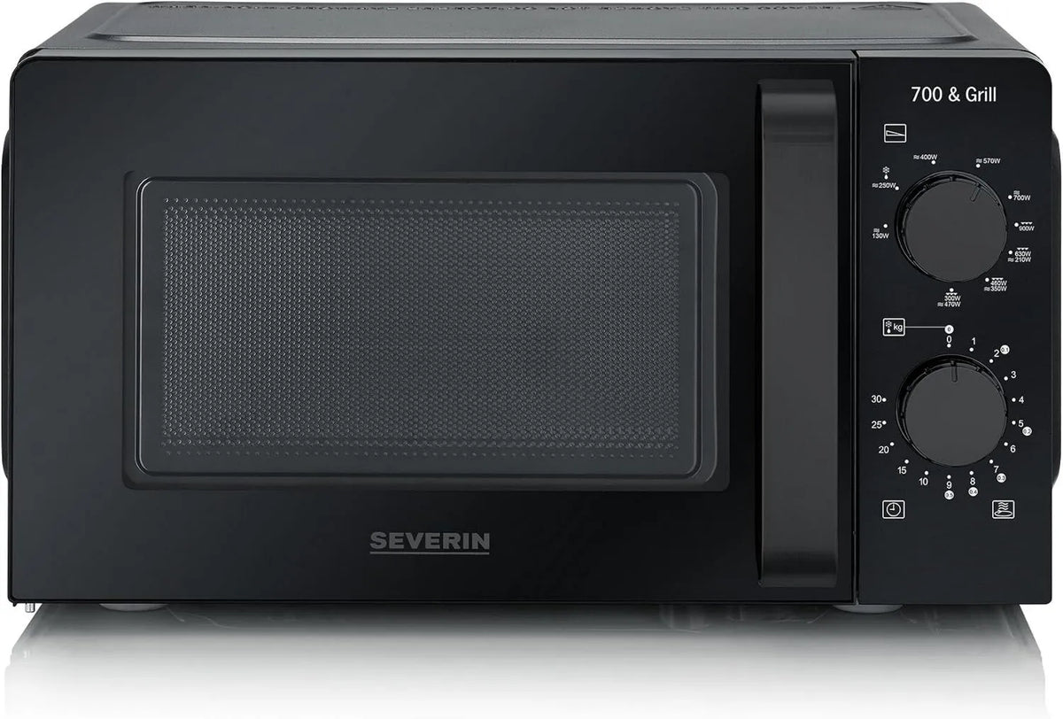 Severin Microondas, 24, 5cm, 19 L, 900 W, Ø 24, 5 cm, temporizador, grelha, removível, microondas, preto, MW 9182, grelhador 900W, 9 níveis de potência