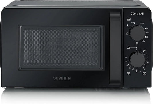 Severin Microondas, 24, 5cm, 19 L, 900 W, Ø 24, 5 cm, temporizador, grelha, removível, microondas, preto, MW 9182, grelhador 900W, 9 níveis de potência