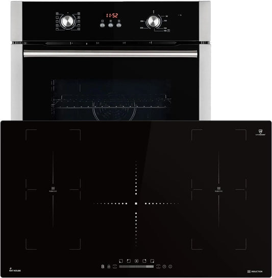 KKT KOLBE Utensílios de cozinha com forno BO8805SS IH89005FZ, 60cm, encastrado, temporizador, travamento, grelha, temporizador automático, SET8805IH890FZ, Ar quente, Vidro duplo