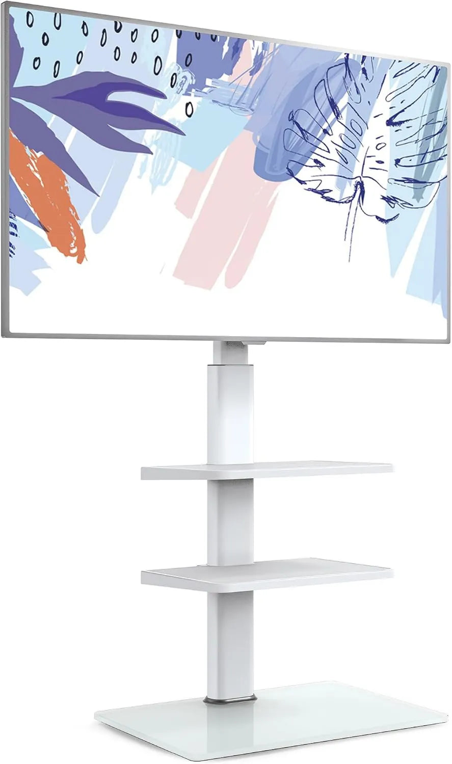 60' armário de TV, 600 x 400 mm, decoração da sala, branco, carga máxima 30 kg, pé de TV, FITUEYES TV stand a pé com 2 prateleiras, Gestão do