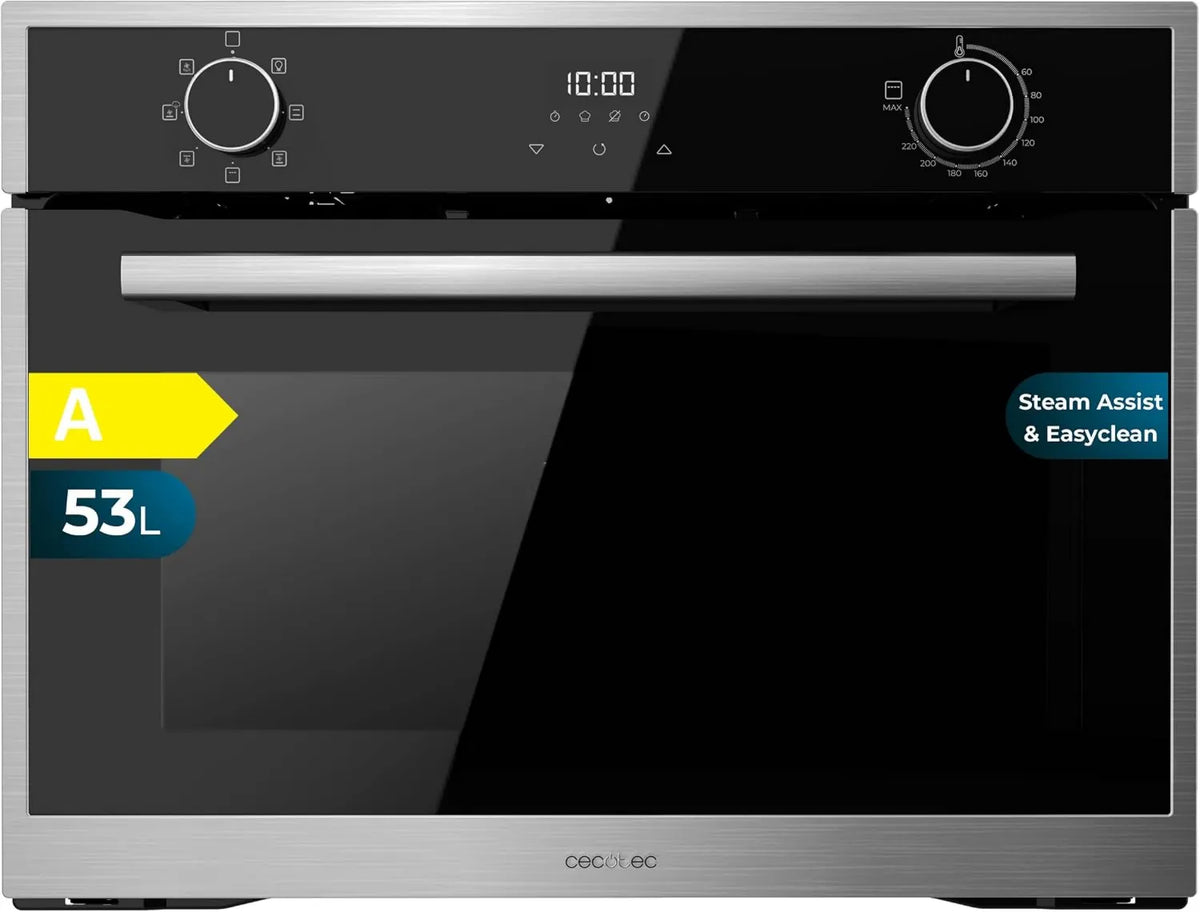 Cecotec Bolero Hexa M224500 Forno elétrico, 45cm, 53 L, 2600 W, 7 programas, encastrado, grelha, descongelamento, base de vapor x2, Steam Assist, Grill