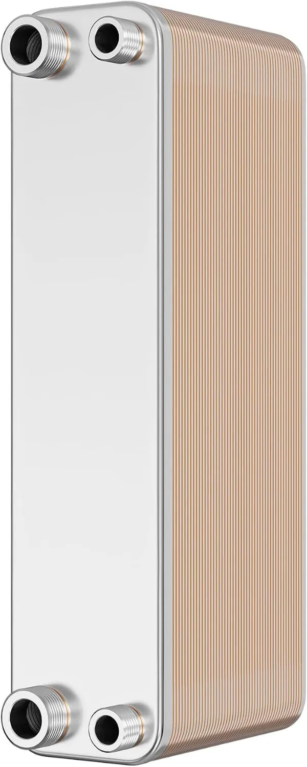 Produto 315 x 73 x 1310 mm, trocador de calor WilTec com 50 placas, máx. 210 kW, 2 l por passagem, feito de aço inoxidável, para água solar