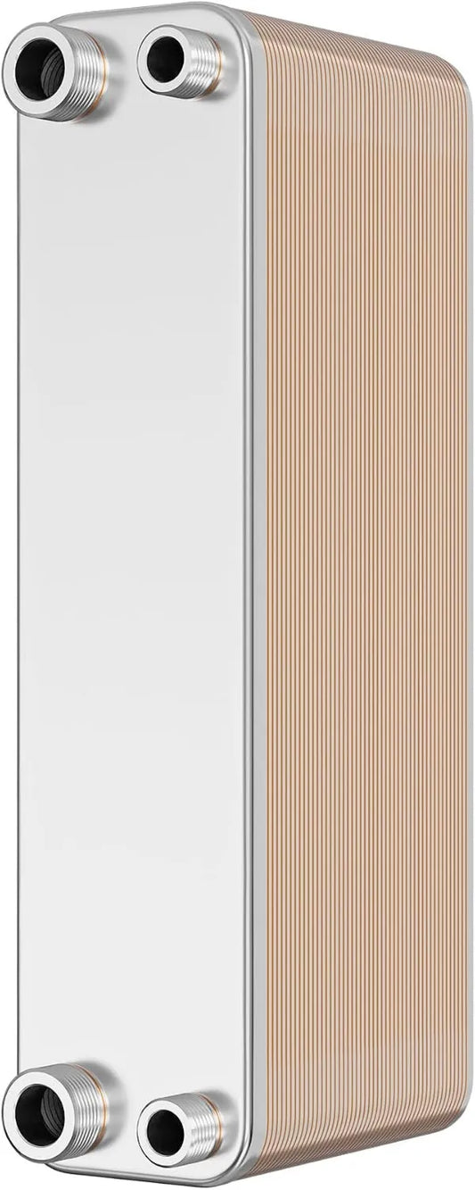 Produto 315 x 73 x 1310 mm, trocador de calor WilTec com 50 placas, máx. 210 kW, 2 l por passagem, feito de aço inoxidável, para água solar