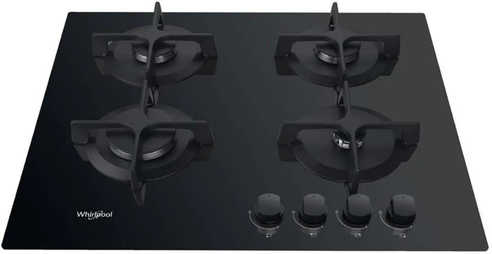 Whirlpool Modelo GOB616NB, Tabela de Cozinhação a Gás 60cm 4 zonas Negras - GOB616NB