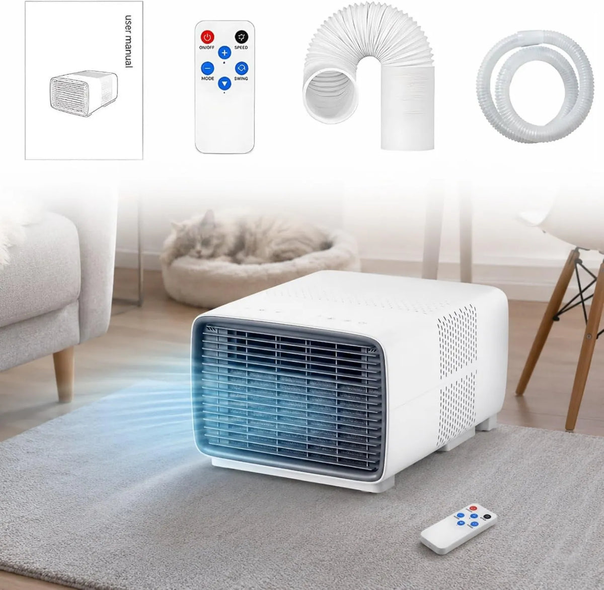 HCAUYNN Ar condicionado, 280 W, Ao ar livre, Tampa até 4m2, 280W, Pose fixa não necessária, Modos de ventilação de ar frio