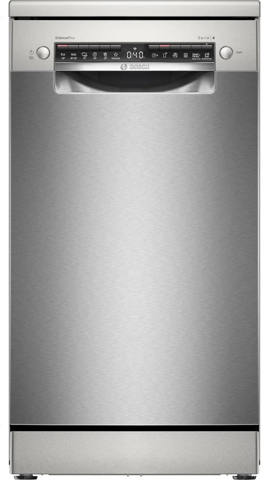 Bosch SPS4EMI17E Máquina de lavar loiça, 45 cm, formato fino, Anti-traço de aço escovado, Série 4, máquina de lavar loiça de pé