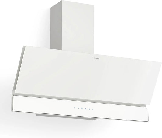 exaustor KLARSTEIN, 90 cm, 820 m3/h, capa de cozinha, 3 velocidades, Boost, toque, silencioso, branco, LED, silencioso, Energia A++, controlos