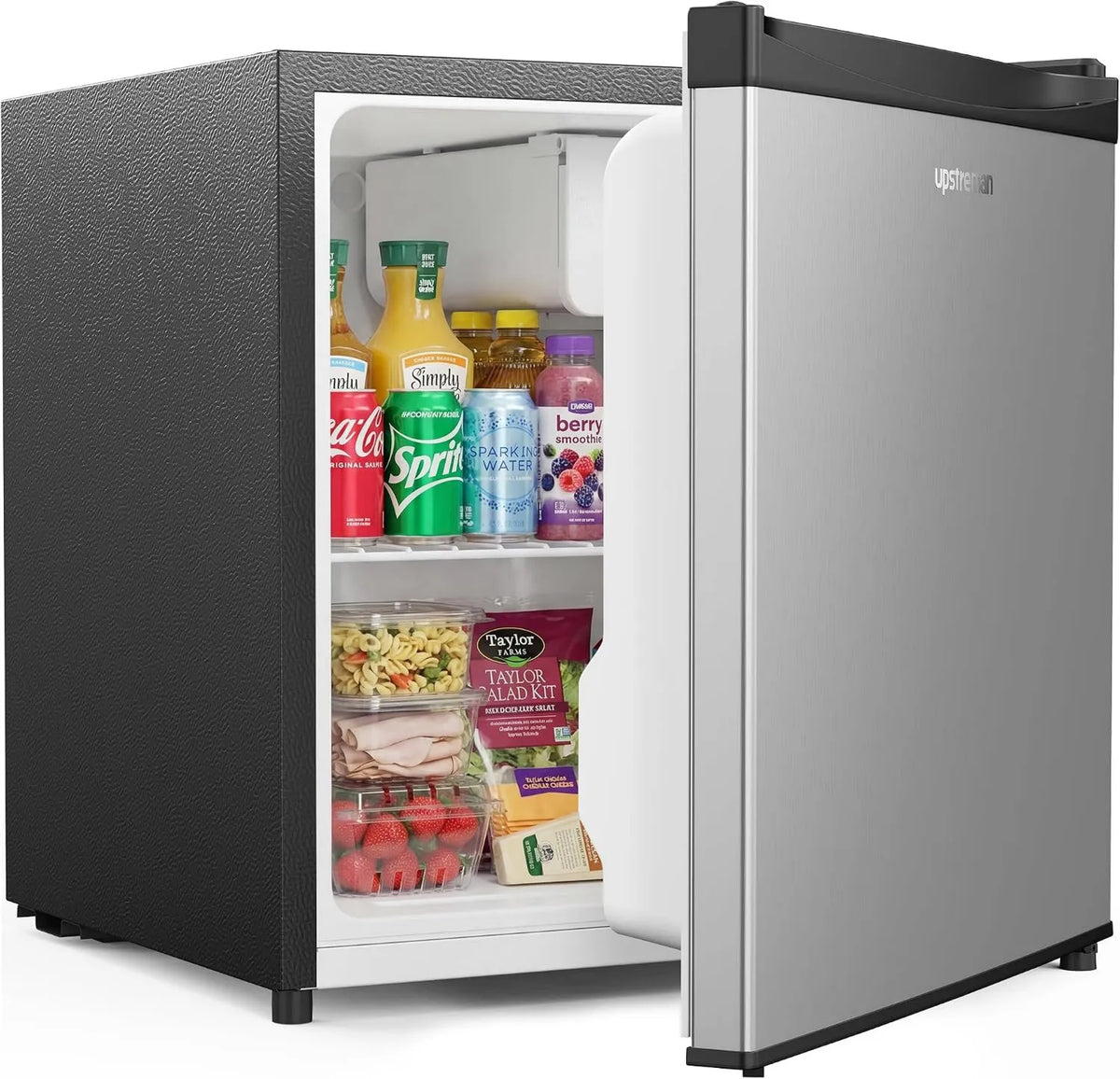 Congelador Stainless-FR17, 46 L, termostato, silencioso, aço inoxidável, armário congelador, Upstreman Mini Frigorífico 46L, Mini Frigorífico com