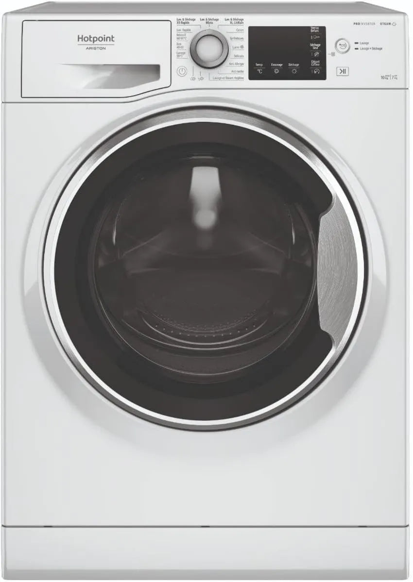 Hotpoint Máquina de lavar roupa seca NBDBD107489WSAFR, 60, 5 cm, 10 kg, máquina de lavar roupa, secador, higiene, standing, branco, Essoring 1400 tr, min, H 85 x L 59, Ponto de Hot