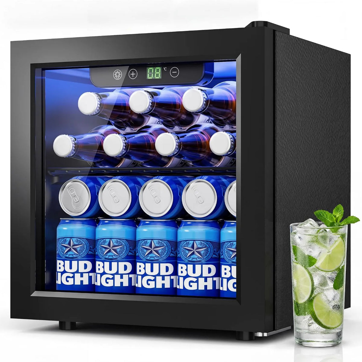 TRIUMPHKEY Frigorífico, 36 L, encastrado, preto, Bar doméstico, Vinho, Cannettes, Quarto de amigos