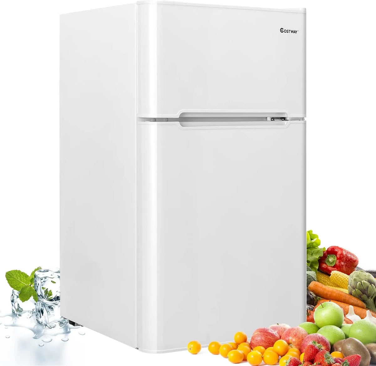 COSTWAY Frigorífico, 90 L, 48, 5 x 49, 5 x 86 cm, branco, arrefecimento rápido, Economia de Energia