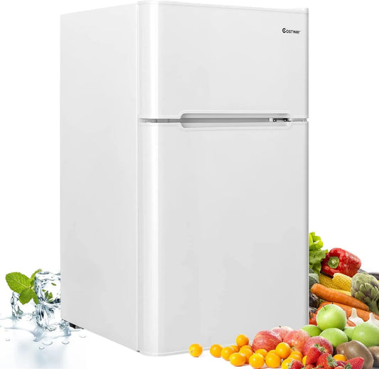 COSTWAY Frigorífico, 90 L, 48, 5 x 49, 5 x 86 cm, branco, arrefecimento rápido, Economia de Energia