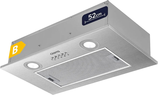 CIARRA CBCS5913A CBCF005 exaustor, 52cm, 300m3/h, capa de cozinha, evacuação e reciclagem, 3 velocidades, encastrado, aço inoxidável