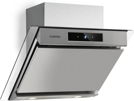 exaustor KLARSTEIN, 60 cm, 604 m3/h, energia de classe E, capa de cozinha, evacuação e reciclagem, iluminação LED, instalação de parede
