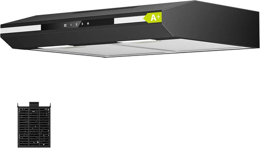 CIARRA CBCB6921 CBCF011 exaustor, 60cm, classe energética A, capa de cozinha, evacuação e reciclagem, iluminação LED, 3 velocidades, toque