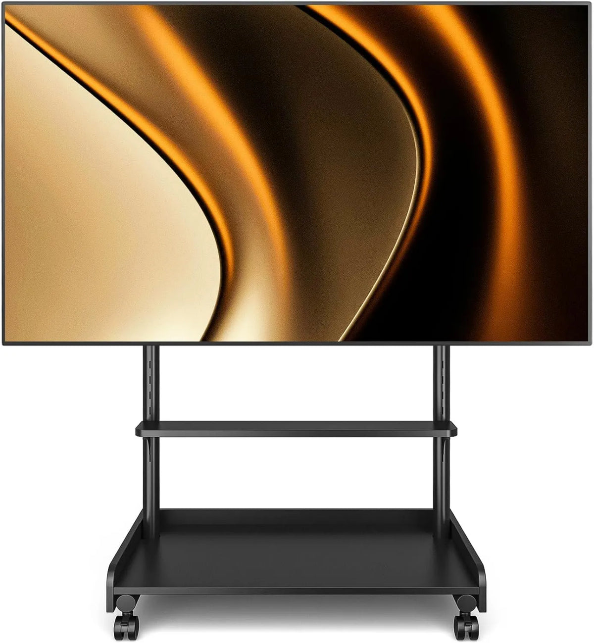 TVON suporte de TV, 86 polegadas, 600x400 mm, rodas móveis, preto, suporte de TV com base de madeira, Altura ajustável