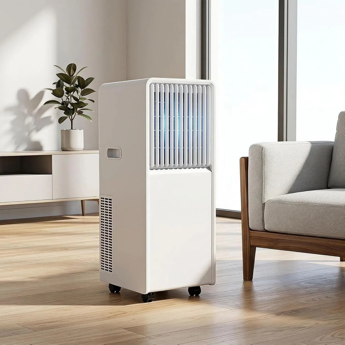 GIOFEOIK Ar condicionado de 24 horas 3 em 1 temporizador, 14000 Btu, UK 3, ar condicionado móvel 12000 BTU Refresca 32 m2, 3 em 1 Ventilador Desumidificador com