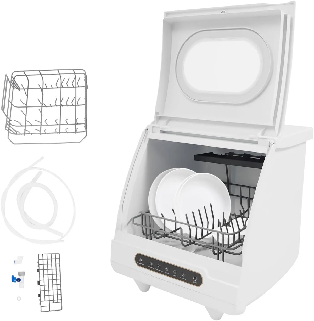 ROGONPDK Máquina de lavar loiça, 5 L, 800 W, portátil, stand-alone, 5 modos, máquina de lavar loiça de mesa