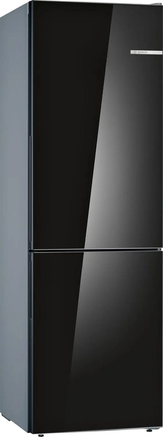 Bosch KGV36VBEAS Frigorífico combinado, 214 L, 186 x 60 cm, frigorífico com congelador, preto, VitaFresh, Série 4, free-standing, LowFrost, Easy prateleiras