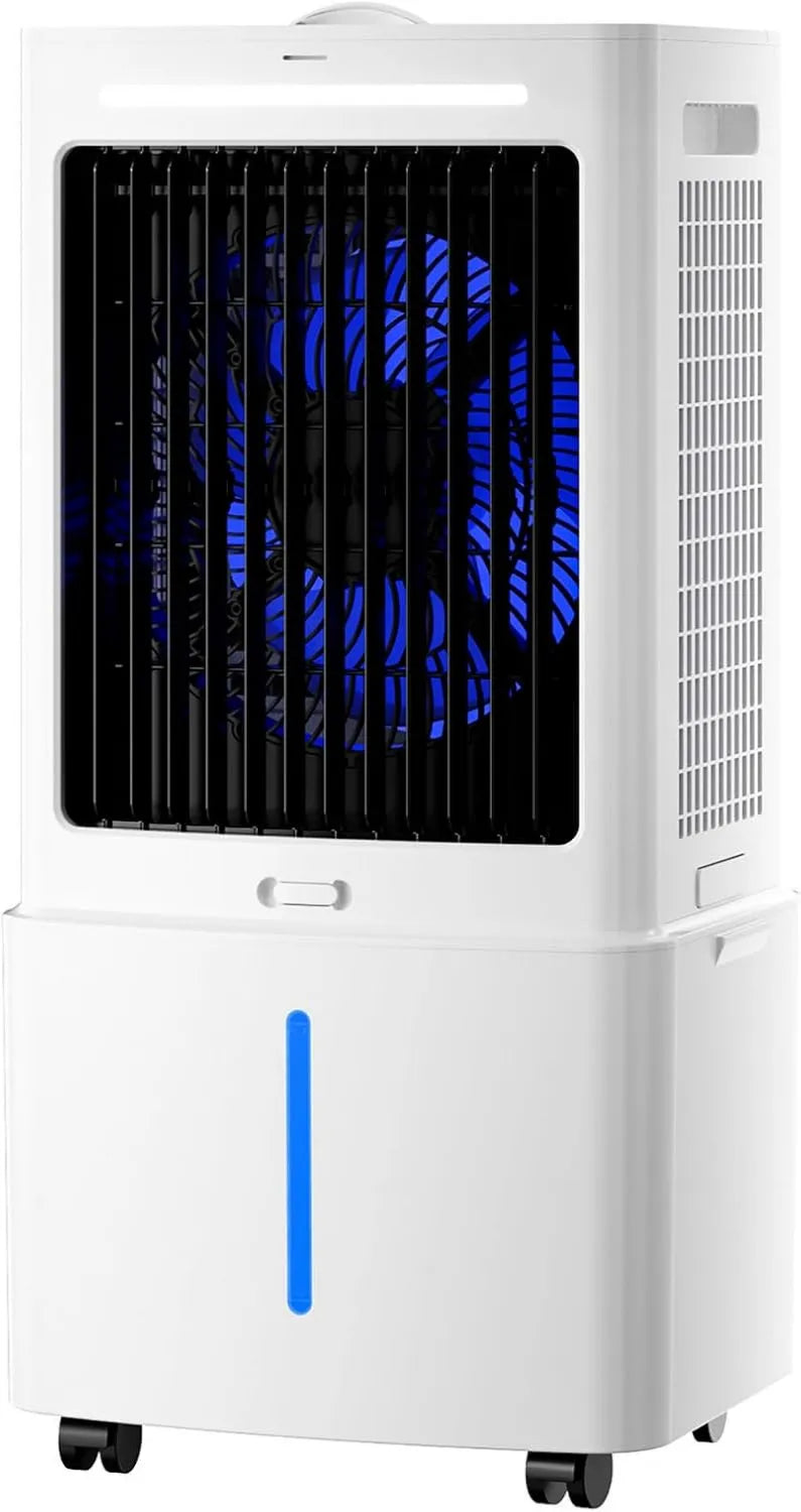 Vankaria Ar condicionado, portátil, temporizador, 3 velocidades, oscilação, tanque grande, removível, branco, temporizador 1-12 horas, comando à distância incluído