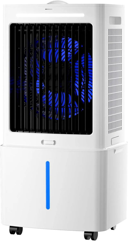 Vankaria Ar condicionado, portátil, temporizador, 3 velocidades, oscilação, tanque grande, removível, branco, temporizador 1-12 horas, comando à distância incluído