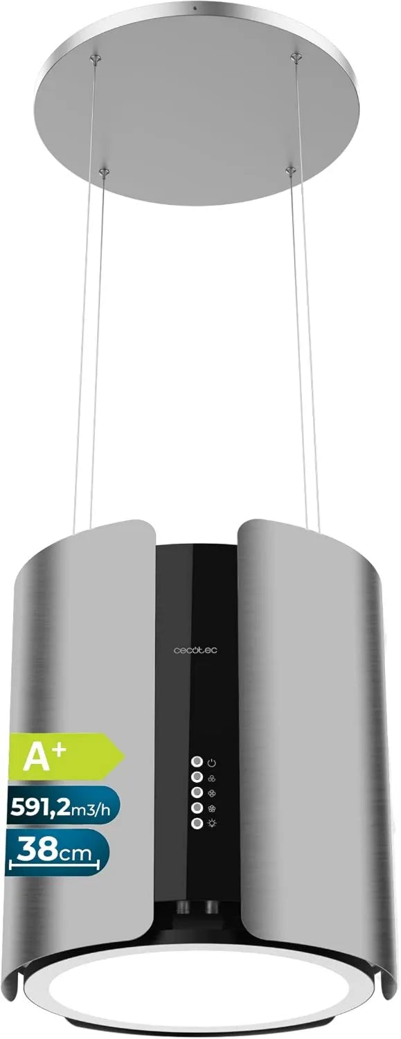Cecotec Bolero CRE exaustor de fluxo, 38 cm, 591, 2 m3/h, classe energética A, capa de cozinha, aço inoxidável, motor DC, controlo de botões