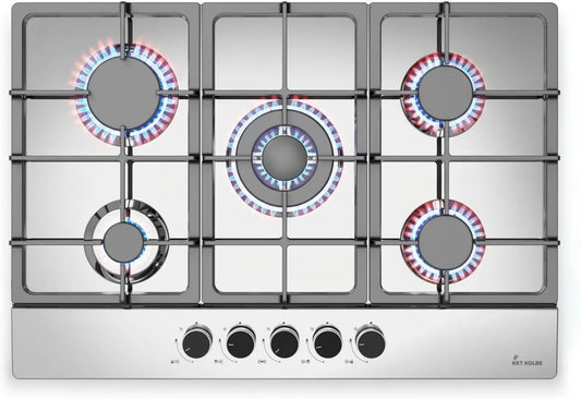 Utensílio de cozinha, 74 cm, 5 lareiras, KKT G805ED, ferro fundido, sem moldura, auto-alone, aço inoxidável, 6 kW, 5 zonas, KKT KOLBE G805ED Placa de cozinha