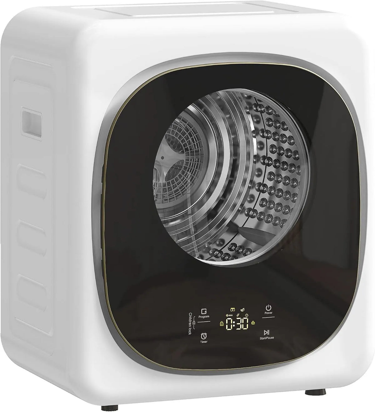 HOMCOM Secador, 800 W, 4 kg, portátil, temporizador, aço inoxidável, branco, para dormitório apartamento, 5 modos de secagem, sensor inteligente