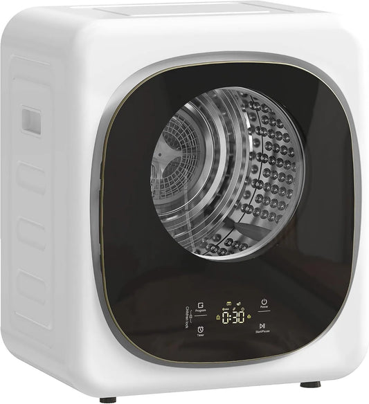 HOMCOM Secador, 800 W, 4 kg, portátil, temporizador, aço inoxidável, branco, para dormitório apartamento, 5 modos de secagem, sensor inteligente