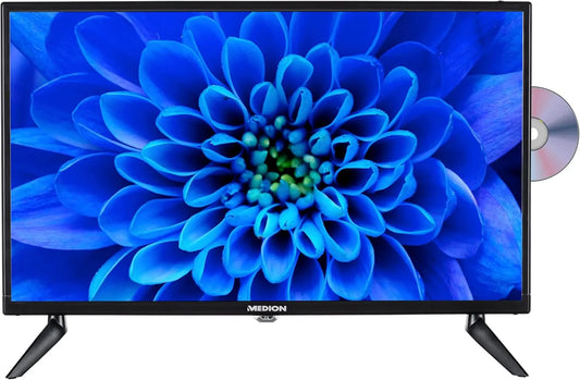 MEDION Smart TV, 24 polegadas, 12 V, TV, E12475, sintonizador triplo DVB-T2, S2, Full HD, camping, leitor de DVD, 9 cm, Adaptador de carro 12V, O caminhão
