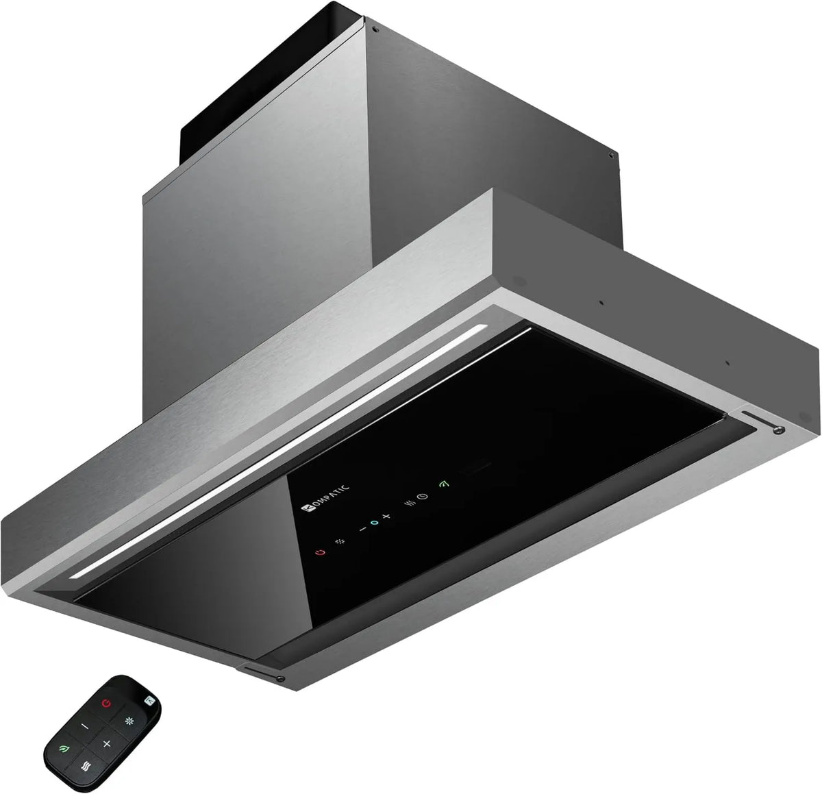 KOMPATIC KPYR60BIS exaustor de vácuo, 60 cm, 800 m3/h, classe E-Energia, capa de cozinha, recesso, touch-touch, aço inoxidável, LED ajustável, comando à distância
